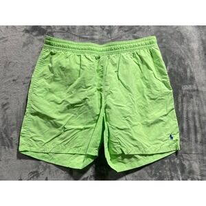 Polo Ralph Lauren Mens Swim Trunks Shorts Lime Green Blue Trim Size XXL